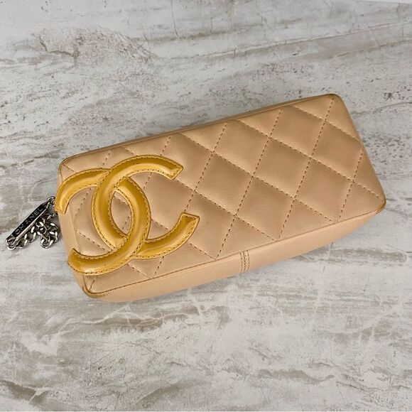 CHANEL CC Cambon line leather pouch Beige/orange - Picture 8 of 15